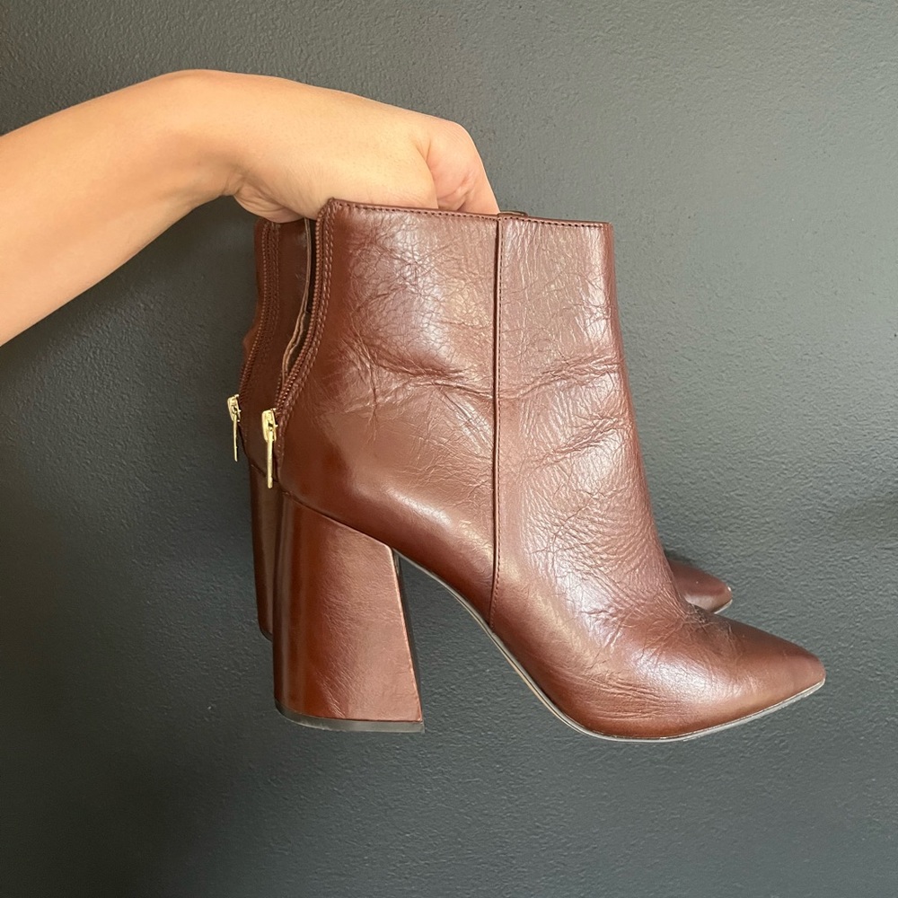 Vince Camuto whiskey colored leather booties